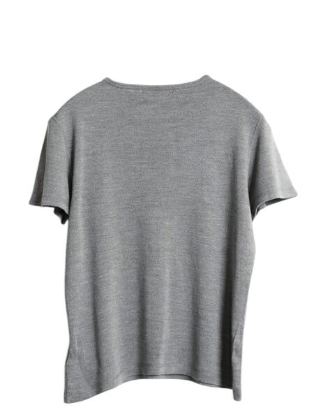 00s ローレン ラルフローレン 半袖 Tシャツ レディース M オールド ポロ シルク ウール ストレッチ カットソー ワンポイント シンプル 灰