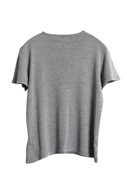 00s ローレン ラルフローレン 半袖 Tシャツ レディース M オールド ポロ シルク ウール ストレッチ カットソー ワンポイント シンプル 灰