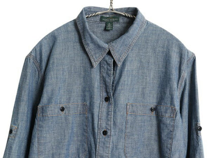 00s ローレンジーンズ ラルフローレン 長袖 シャンブレー シャツ レディース XL / 長袖シャツ ヴィンテージ モデル マチ付き 大きいサイズ