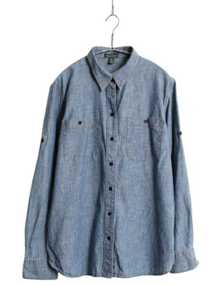 00s ローレンジーンズ ラルフローレン 長袖 シャンブレー シャツ レディース XL / 長袖シャツ ヴィンテージ モデル マチ付き 大きいサイズ