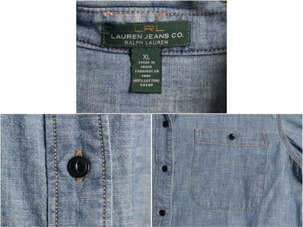 00s ローレンジーンズ ラルフローレン 長袖 シャンブレー シャツ レディース XL / 長袖シャツ ヴィンテージ モデル マチ付き 大きいサイズ