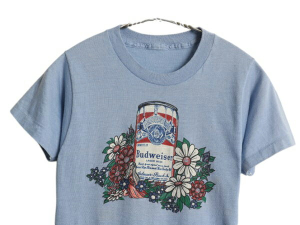 80s バドワイザー プリント Tシャツ メンズ XS レディース S ヴィンテージ イラスト グラフィック ビール 企業物 当時物 シングルステッチ