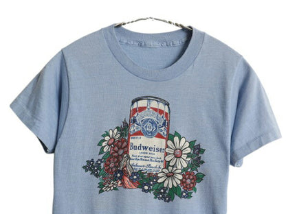 80s バドワイザー プリント Tシャツ メンズ XS レディース S ヴィンテージ イラスト グラフィック ビール 企業物 当時物 シングルステッチ