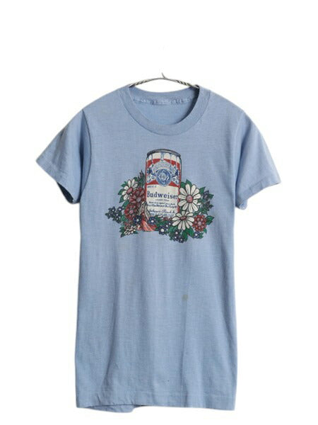 80s バドワイザー プリント Tシャツ メンズ XS レディース S ヴィンテージ イラスト グラフィック ビール 企業物 当時物 シングルステッチ