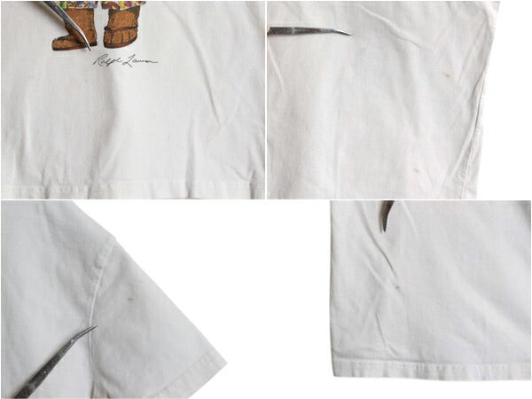 00s ポロベア ポロ ラルフローレン プリント 半袖 Tシャツ キッズ 130cm 程/ オールド コットン キャラクター クルーネック カットソー 白