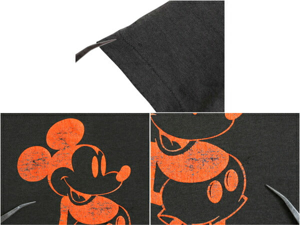 80s ミッキー プリント Tシャツ キッズ ベビー 90cm 程 ヴィンテージ ディズニー オフィシャル キャラクター イラスト シングルステッチ 黒