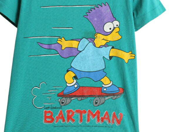 90s USA製 初期 シンプソンズ プリント 半袖 Tシャツ キッズ 140cm オールド オフィシャル キャラクター イラスト シングルステッチ 子ども