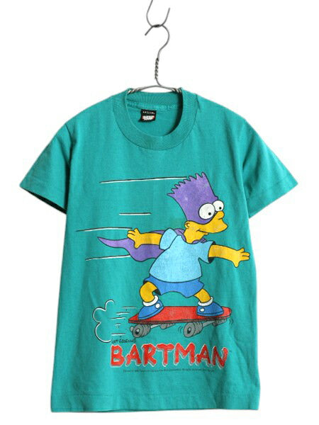 90s USA製 初期 シンプソンズ プリント 半袖 Tシャツ キッズ 140cm オールド オフィシャル キャラクター イラスト シングルステッチ 子ども