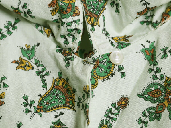 60s 総柄 半袖 オープンカラー シャツ レディース XS 程/ ヴィンテージ 開襟シャツ ループ留め コットン きれいめ ペイズリー柄 ボックス
