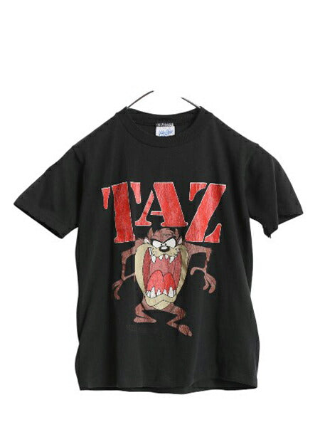 90s USA製 ワーナー タズマニアンデビル プリント 半袖 Tシャツ キッズ M 120cm 程 オールド オフィシャル キャラクター イラスト ブラック