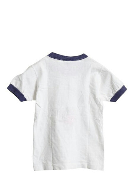 80s USA製 ミッキー プリント 半袖 リンガー Tシャツ キッズ M 120cm 程 ヴィンテージ ディズニー オフィシャル キャラクター イラスト 白