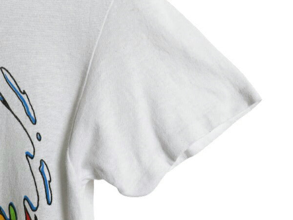 90s USA製 シンプソンズ プリント 半袖 Tシャツ レディース XS キッズ 150cm 程 古着 オールド キャラクター イラスト シングルステッチ 白