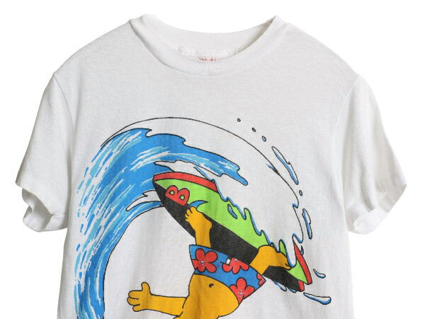 90s USA製 シンプソンズ プリント 半袖 Tシャツ レディース XS キッズ 150cm 程 古着 オールド キャラクター イラスト シングルステッチ 白