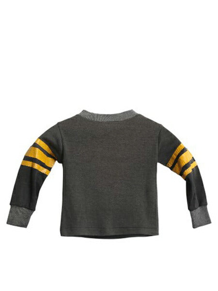 80s スティーラーズ プリント 長袖 フットボール Tシャツ キッズ 80cm ヴィンテージ NFL ロングスリーブ ライン入り ナンバリング ブラック