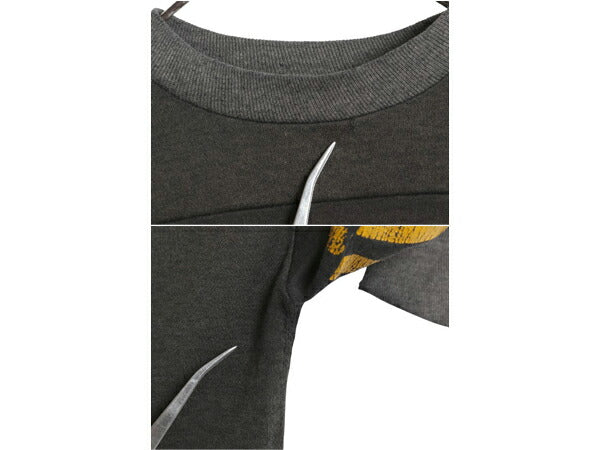 80s スティーラーズ プリント 長袖 フットボール Tシャツ キッズ 80cm ヴィンテージ NFL ロングスリーブ ライン入り ナンバリング ブラック