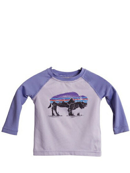 パタゴニア キャプリーン プリント 長袖 Tシャツ キッズ ベビー 80cm アウトドア フィッツロイ バイソン イラスト ストレッチ ロンT 子供用