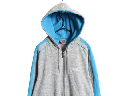 90s ナイキ フルジップ スウェット フード パーカー レディース L 小さめ M 程 オールド 初期 銀タグ NIKE トレーナー ツートン スウッシュ