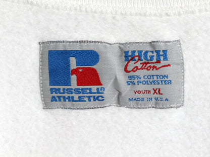 90s USA製 MLB ヤンキース プリント スウェット キッズ XL メンズ S レディース M 程 オールド ラッセル ヘビーウェイト トレーナー 前V 白