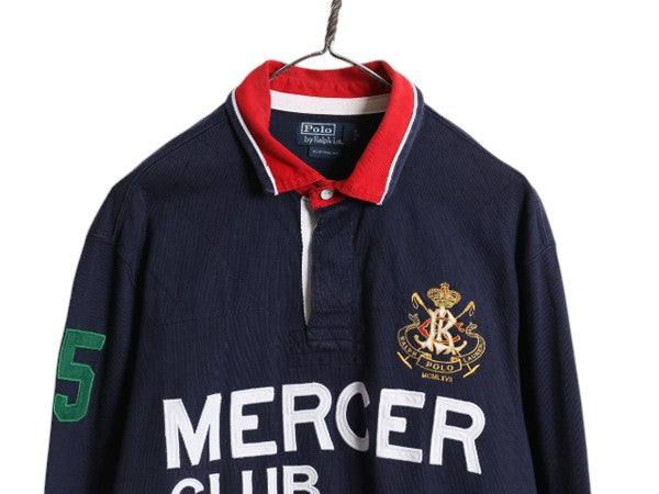 90s ポロ ラルフローレン 長袖 ラガーシャツ メンズ XL オールド ラグビー 長袖シャツ コットン ヘビーウェイト ナンバリング 大きいサイズ