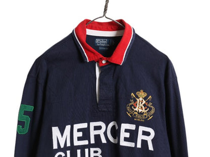 90s ポロ ラルフローレン 長袖 ラガーシャツ メンズ XL オールド ラグビー 長袖シャツ コットン ヘビーウェイト ナンバリング 大きいサイズ