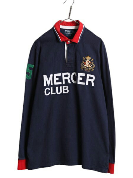 90s ポロ ラルフローレン 長袖 ラガーシャツ メンズ XL オールド ラグビー 長袖シャツ コットン ヘビーウェイト ナンバリング 大きいサイズ