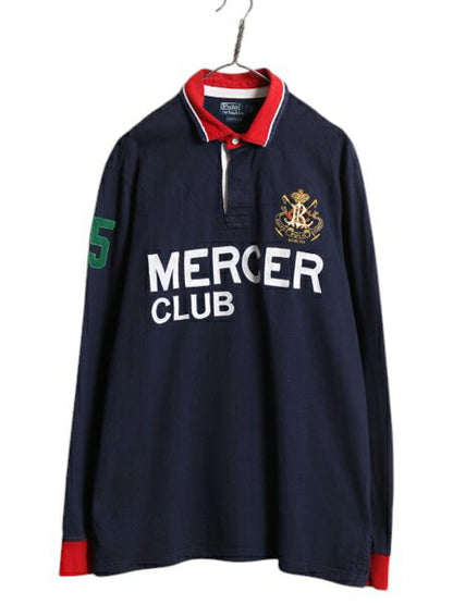 90s ポロ ラルフローレン 長袖 ラガーシャツ メンズ XL オールド ラグビー 長袖シャツ コットン ヘビーウェイト ナンバリング 大きいサイズ