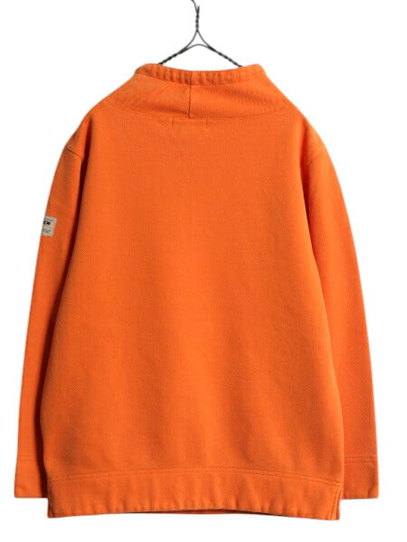 90s LAUREN ラルフローレン ハイネック 鹿の子 スウェット レディース M 程 オールド ポロ プルオーバー カットソー モックネック オレンジ