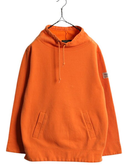 90s LAUREN ラルフローレン ハイネック 鹿の子 スウェット レディース M 程 オールド ポロ プルオーバー カットソー モックネック オレンジ