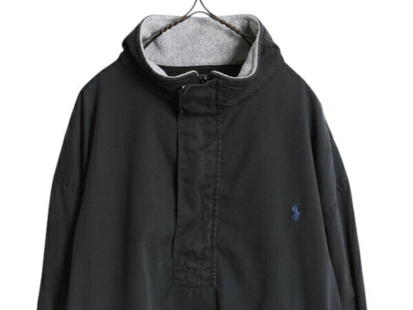 90s ポロゴルフ ラルフローレン ハーフジップ ジャケット メンズ XL オールド ポロ プルオーバー メッシュ ライナー 大きいサイズ ブラック