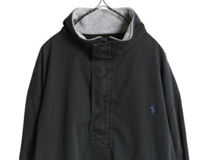 90s ポロゴルフ ラルフローレン ハーフジップ ジャケット メンズ XL オールド ポロ プルオーバー メッシュ ライナー 大きいサイズ ブラック