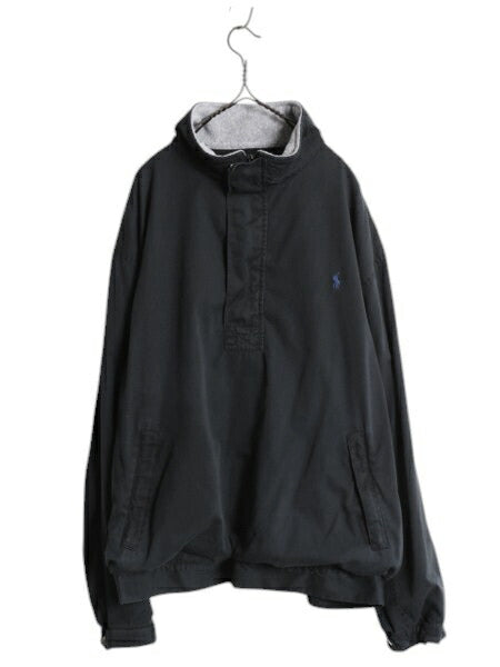 90s ポロゴルフ ラルフローレン ハーフジップ ジャケット メンズ XL オールド ポロ プルオーバー メッシュ ライナー 大きいサイズ ブラック