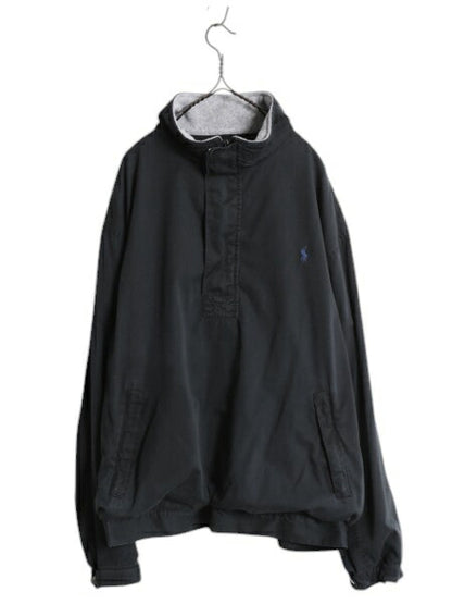 90s ポロゴルフ ラルフローレン ハーフジップ ジャケット メンズ XL オールド ポロ プルオーバー メッシュ ライナー 大きいサイズ ブラック