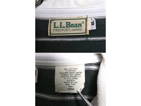 80s USA製 エルエルビーン ボーダー 長袖 ラガー シャツ メンズ XL / 古着 80年代 ヴィンテージ LLBEAN 長袖シャツ ラグビー 大きいサイズ