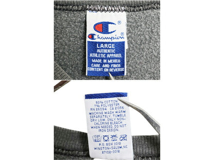 90s チャンピオン ワンポイント スウェット メンズ レディース L 古着 90年代 オールド Champion 裏起毛 トレーナー スクリプト ロゴ 刺繍