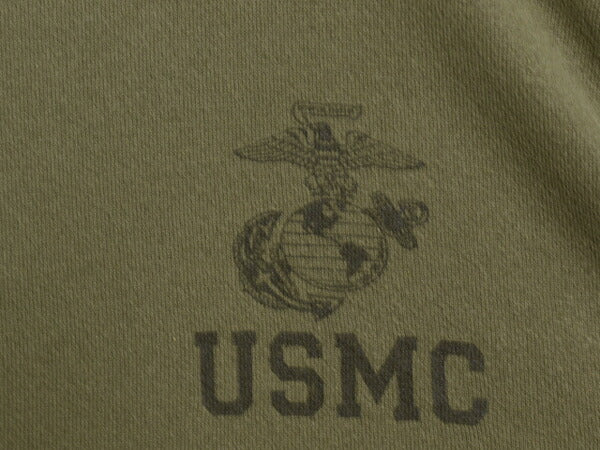 米軍実物 USA製 USMC プリント スウェット メンズ M 古着 07年製 マリンコープ 海兵隊 トレーナー ミリタリー 裏起毛 ワンポイント 軍物 OD