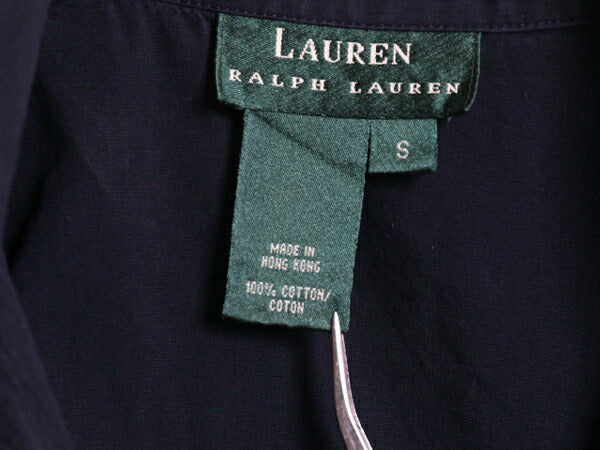 90s LAUREN ラルフローレン コットン カシュクール レディース S オールド ポロ シャツ テーラード ジャケット ブラウス シャツジャケット
