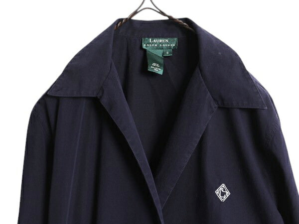 90s LAUREN ラルフローレン コットン カシュクール レディース S オールド ポロ シャツ テーラード ジャケット ブラウス シャツジャケット