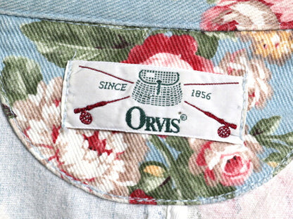 90s オービス 花柄 テーラード ジャケット レディース L 程 古着 旧タグ オールド ORVIS 総柄 ブレザー ブルゾン ボタニカル マルチカラー