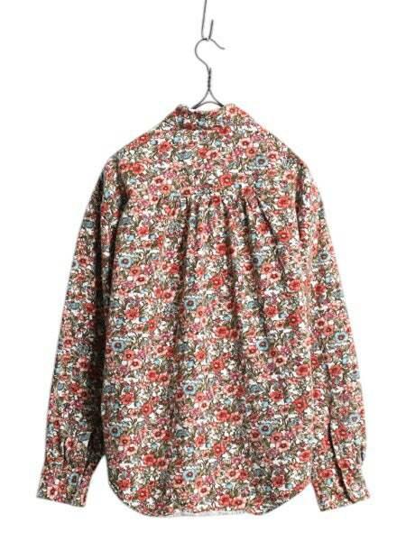90s USA製 ランズエンド 花柄 ボタンダウン シャツ レディース M / オールド LANDS END 長袖シャツ ブラウス 総柄 マルチカラー コットン