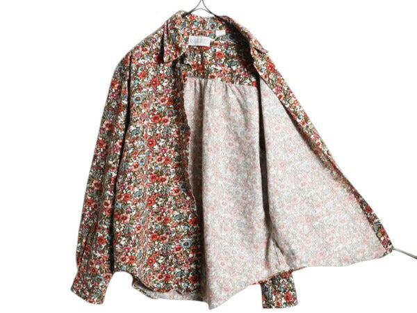 90s USA製 ランズエンド 花柄 ボタンダウン シャツ レディース M / オールド LANDS END 長袖シャツ ブラウス 総柄 マルチカラー コットン