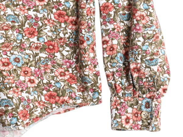 90s USA製 ランズエンド 花柄 ボタンダウン シャツ レディース M / オールド LANDS END 長袖シャツ ブラウス 総柄 マルチカラー コットン