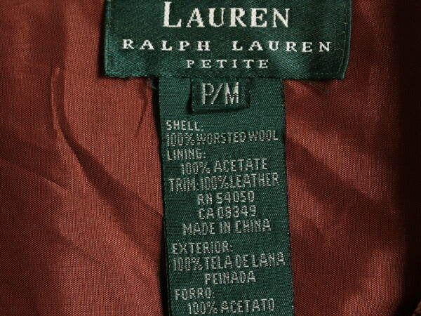00s LAUREN ラルフローレン フルジップ シャツ ジャケット レディース M オールド ガンクラブ チェック 長袖シャツ 襟 スウェード ボックス