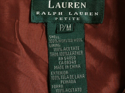 00s LAUREN ラルフローレン フルジップ シャツ ジャケット レディース M オールド ガンクラブ チェック 長袖シャツ 襟 スウェード ボックス