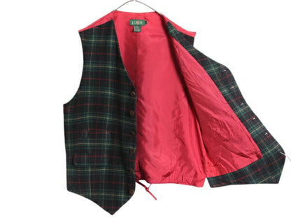 90s J CREW チェック テーラード ベスト レディース L / オールド 旧タグ ジェイクルー 巨人タグ ウール ナイロン カシミヤ 前開き 重ね着