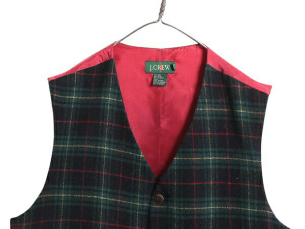 90s J CREW チェック テーラード ベスト レディース L / オールド 旧タグ ジェイクルー 巨人タグ ウール ナイロン カシミヤ 前開き 重ね着