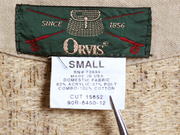 90s USA製 オービス サファリ 織柄 ベスト レディース S 旧タグ オールド ORVIS アウトドア 前開き 重ね着 ノースリーブ 羽織り アメリカ製