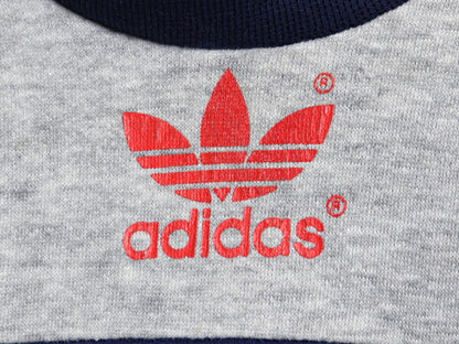 80s アディダス トレフォイル ロゴ プリント スウェット キッズ ベビー 60cm 70cm 古着 adidas ヴィンテージ 裏起毛 ツートン 子供 3ライン