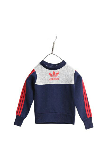80s アディダス トレフォイル ロゴ プリント スウェット キッズ ベビー 60cm 70cm 古着 adidas ヴィンテージ 裏起毛 ツートン 子供 3ライン