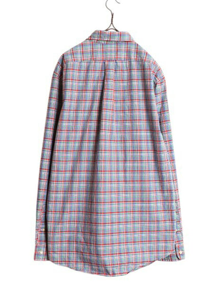 ラルフローレン チェック 長袖 ボタンダウン シャツ メンズ L / 古着 ポロ コットン 長袖シャツ ワンポイント マルチカラー ポニー刺繍 BD