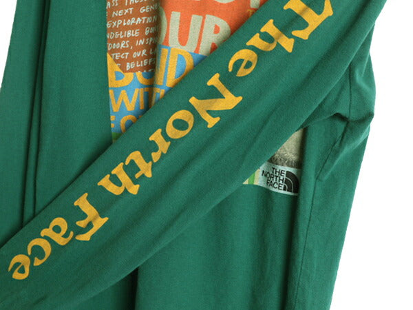US企画 ノースフェイス グラフィック プリント 長袖 Tシャツ メンズ S / 古着 The North Face アウトドア ロンT ロングスリーブ 袖プリント